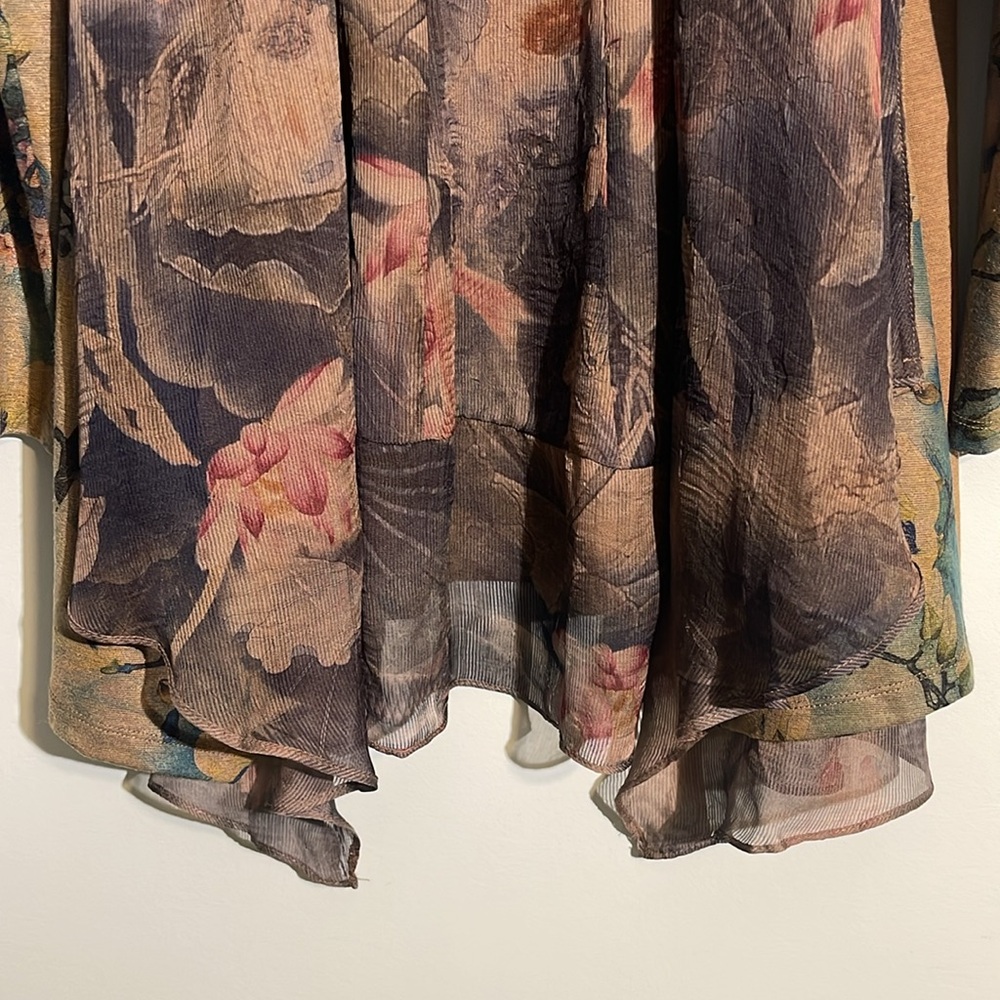 Soft Surroundings Tea Gardens Floral Print Chiffon Layered Cardigan Small Petite - Picture 4 of 11